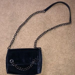 Zara navy blue velvet crossbody bag